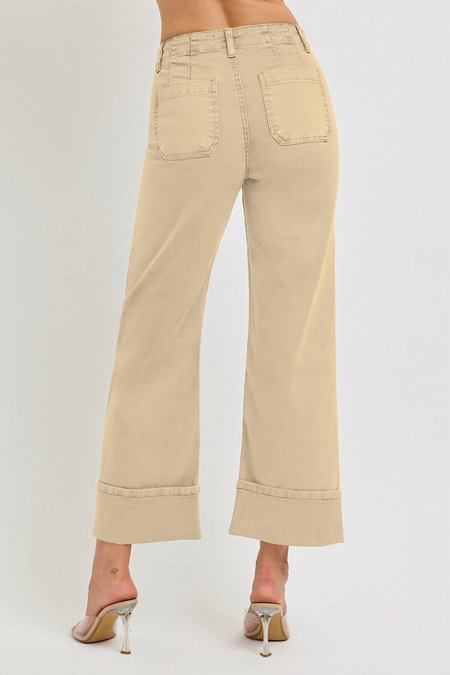 Risen - Latte High Rise Cuffed Jeans