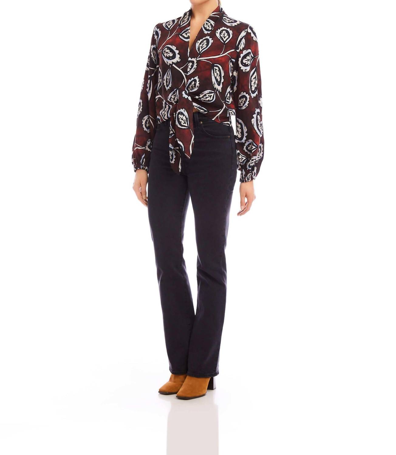 Fifteen Twenty - Scarlet Tie-front V-neck Top