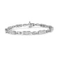 14K White Gold 1.0 Cttw Invisible Set Princess Cut Diamond Alternating Station and Link Tennis Bracelet (I-J Color, I1-I2 Clarity) - Size 7.25" Inches