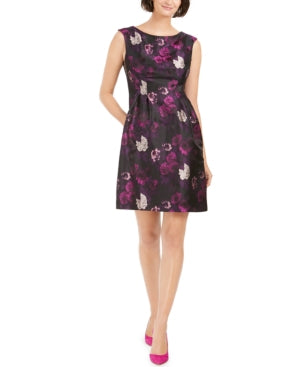 Jessica Howard Petite Floral Jacquard Fit and Flare Dress