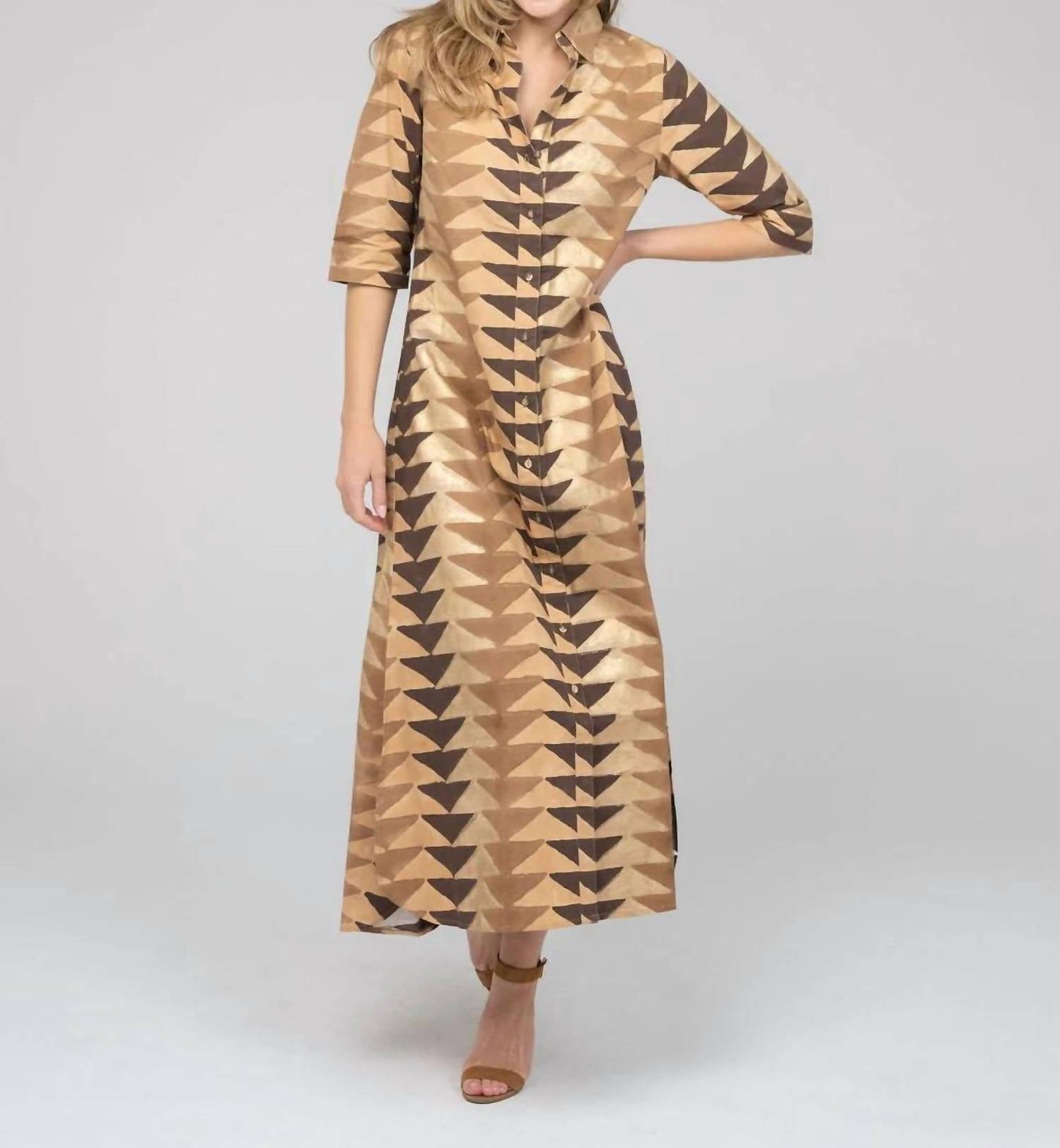 Beau & Ro - The Eloise Dress Bagru Triangle