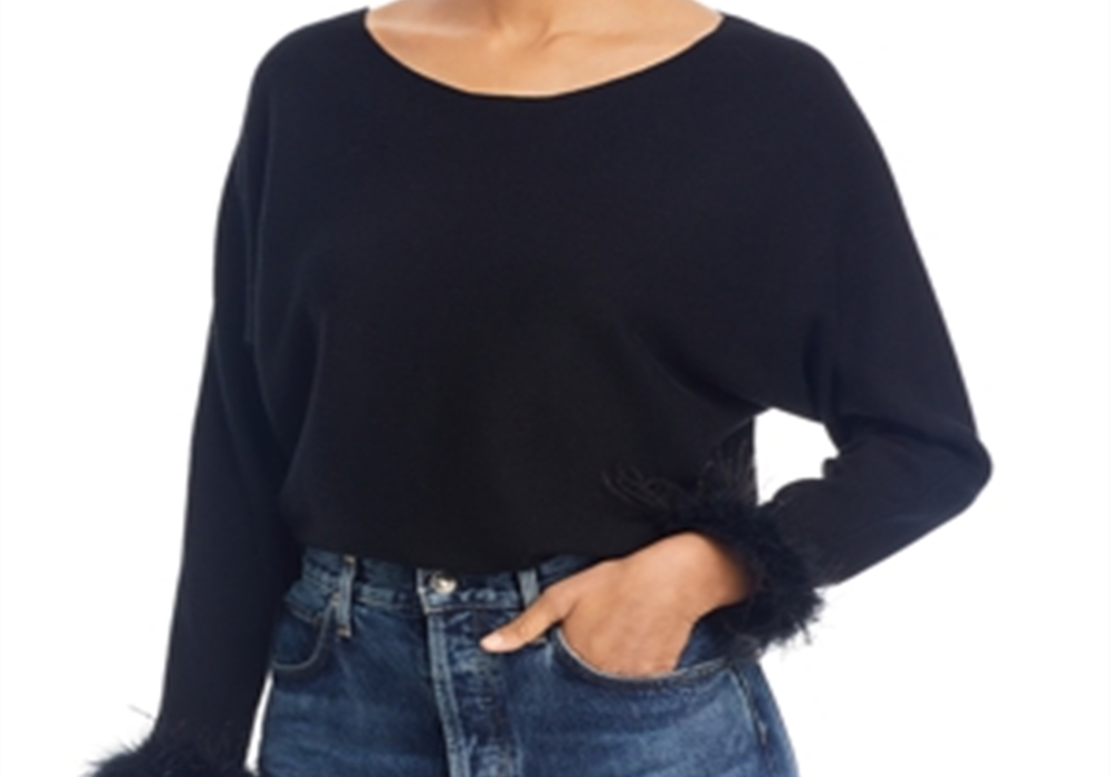 Sioni Feather Trim Cuff Sweater