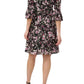 Adrianna Papell - V-neck 3/4 Bell Sleeves Chiffon Dress