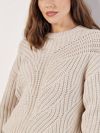 Apricot - Chunky Cable Knit Sweater