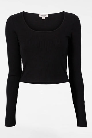 Bandier - Rivington Ribbed Long Sleeve Scoop Neck Crop Top
