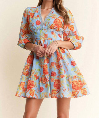 Davi & Dani - Floral Color Block Mini Dress