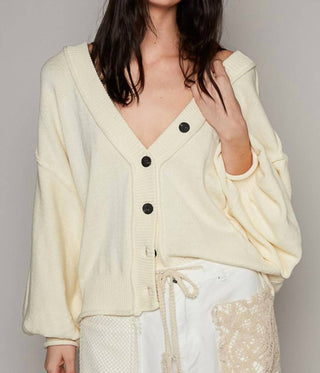 Pol - V-neck Dropped Shoulder Cardigan