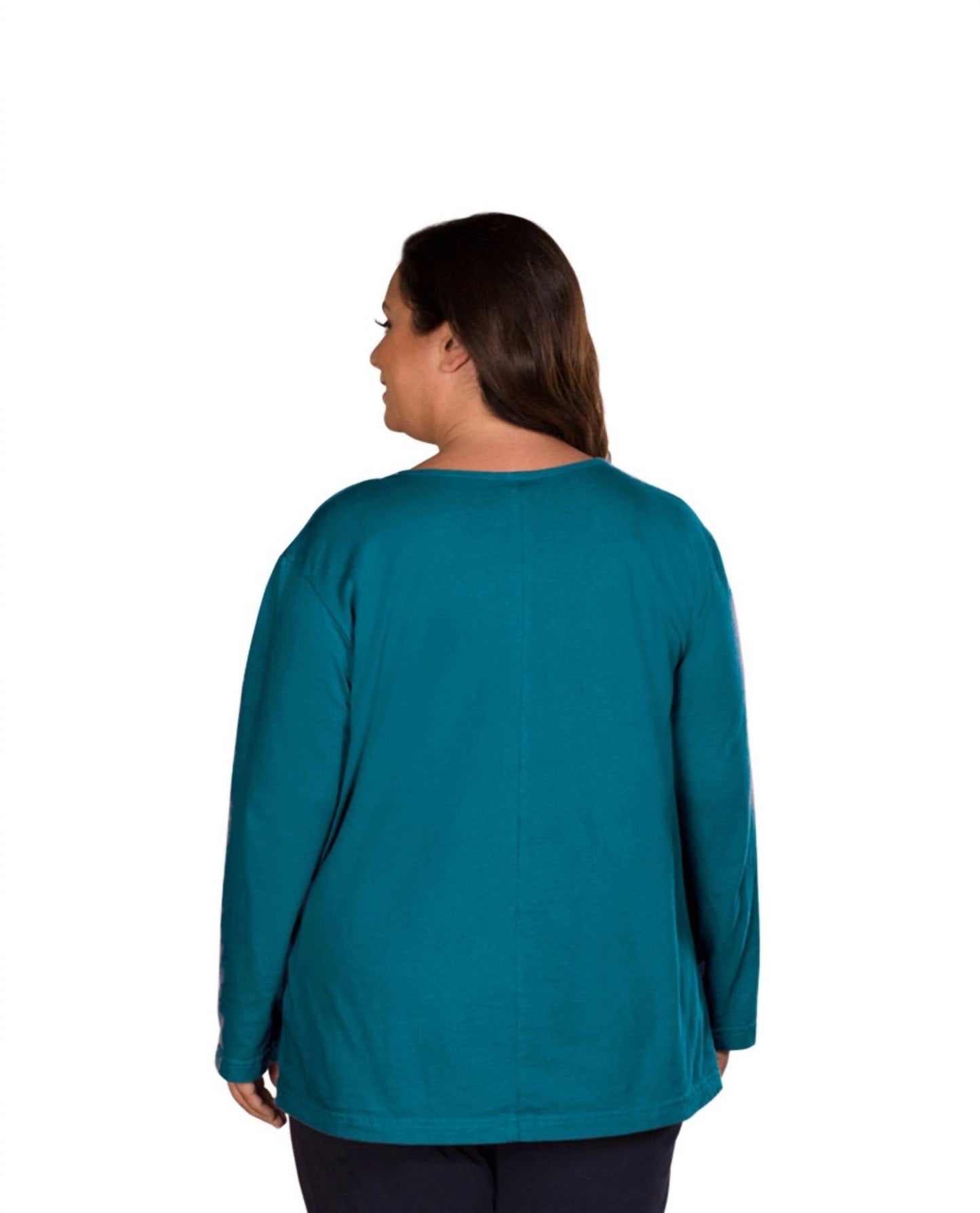 On The Plus Side - Jersey Long Sleeve U-Neck Tee - Plus