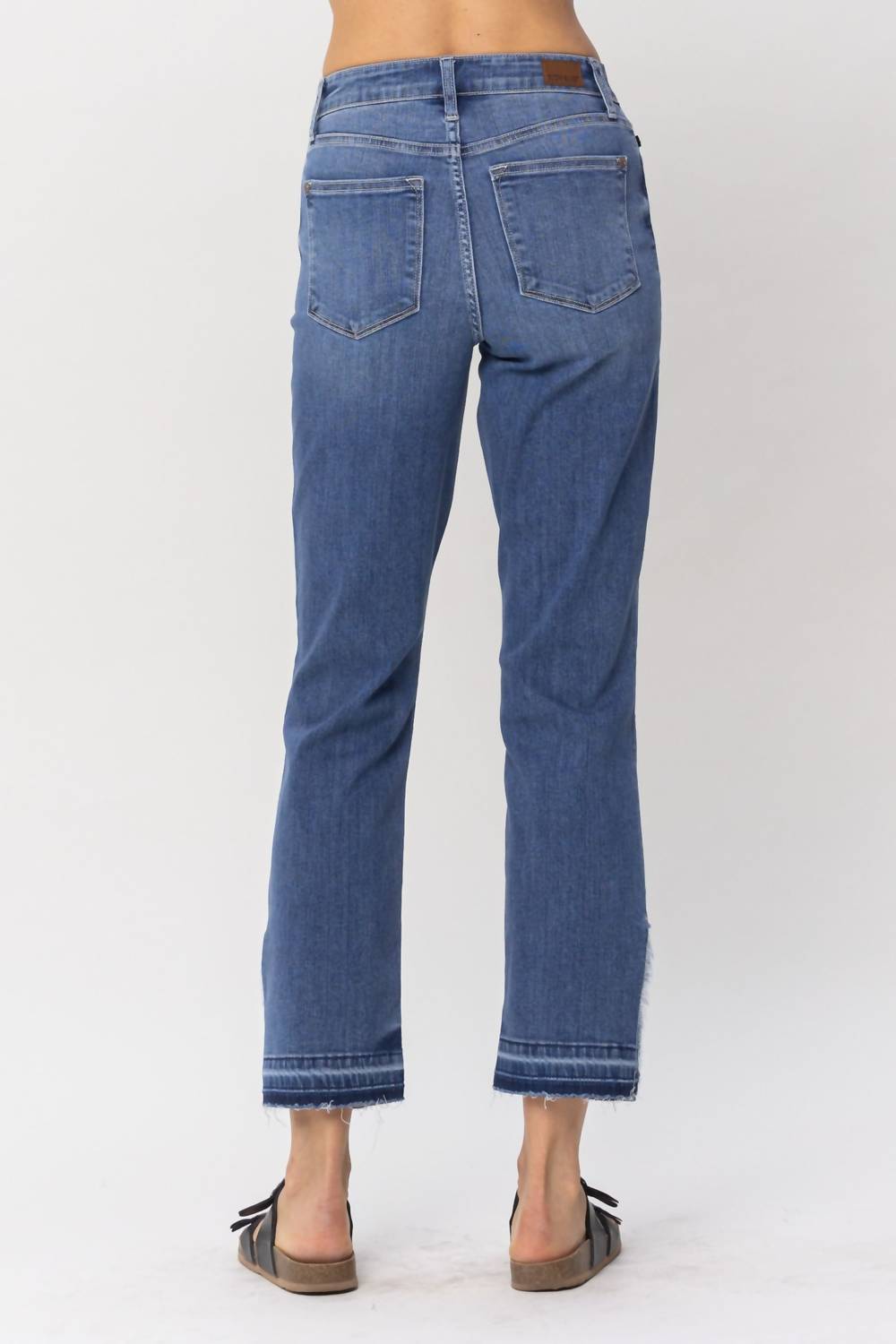 Judy Blue - High Waist Fray Slit Release Hem Straight Denim Jeans