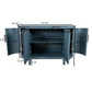 Curved Sideboard Wooden Console Table With 4 Doors And Adjustable Shelves For Living Room - Blue