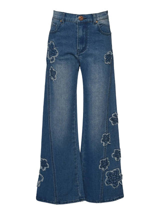 Hannah Banana - Wide Leg Jeans with Flowers