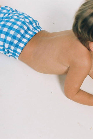 Montce - Boy's Gingham Mini Swim Trunk