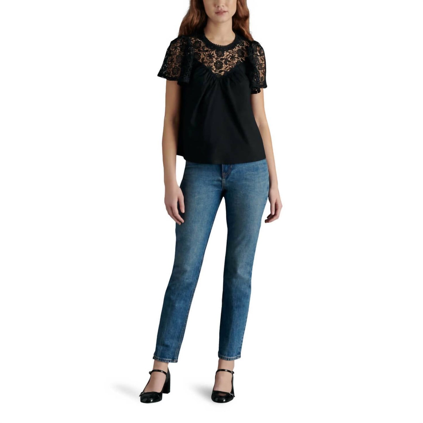 Steve Madden - Fraisa Floral Lace Illusion Cotton Top