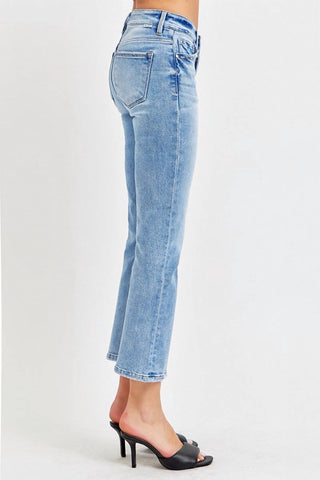 Risen - Low Rise Crop Slim Straight Jeans