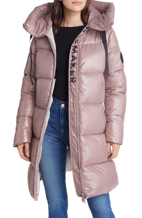 Save The Duck Isabel Quilted Water Resistant Longline Puffer Coat in Withered Rose , Size Xx-Large