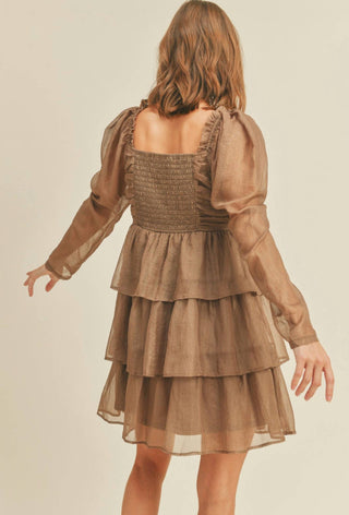 &Merci - Madeline Shirred Ruffle Tier Layer Mini Dress