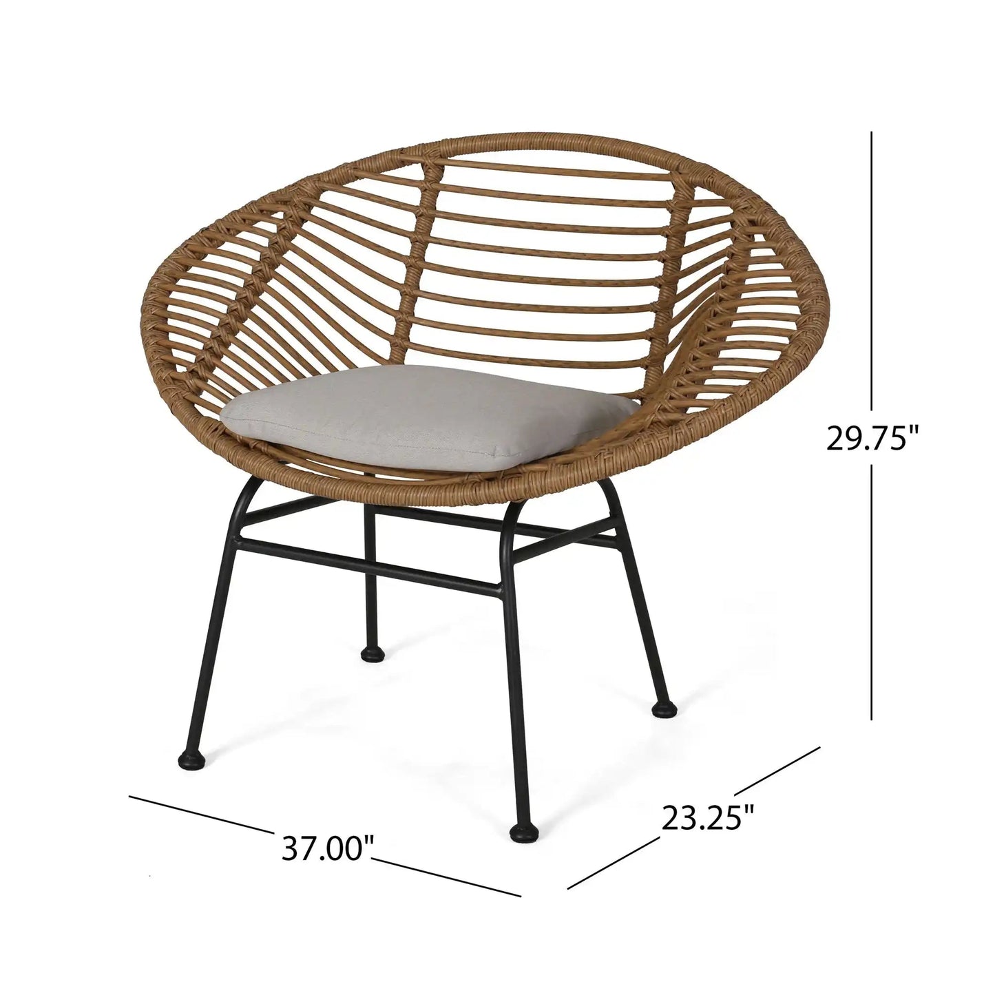 Cordella Outdoor Woven Wicker Chairs with Cushions Set of 2
