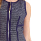 Entro - Tracy Piping Detail Front Zipper Tweed Sleeveless Dress
