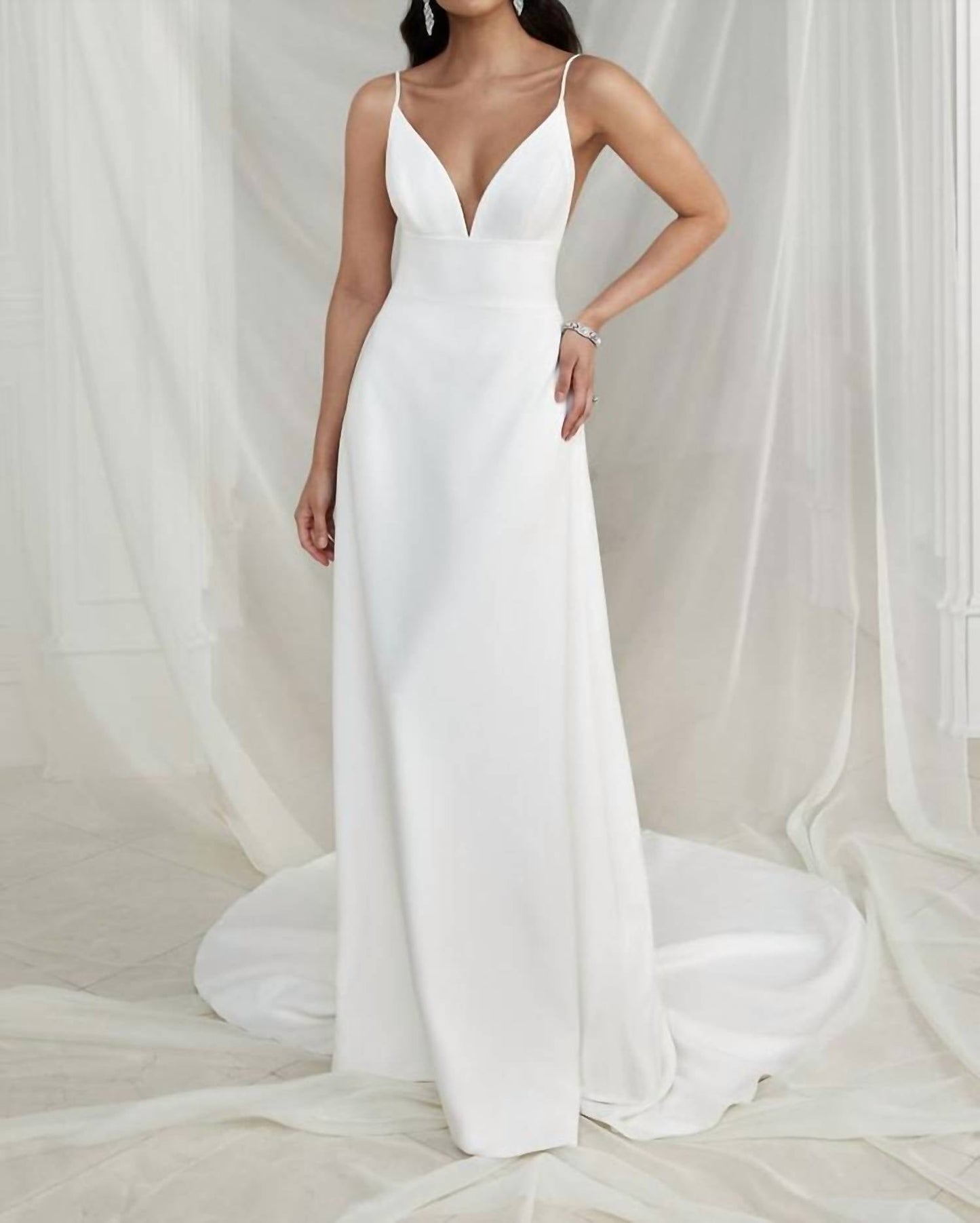 Adore By Justin Alexander - Stretch Crepe A-line Wedding Dress With Spaghetti Straps