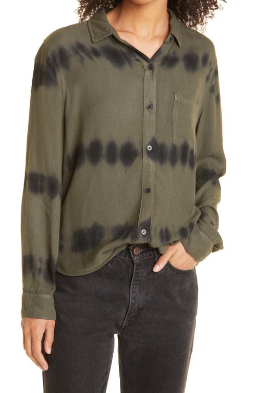 Rails Hunter Tie Dye Herringbone Button Up Shirt Olive Black Size Small