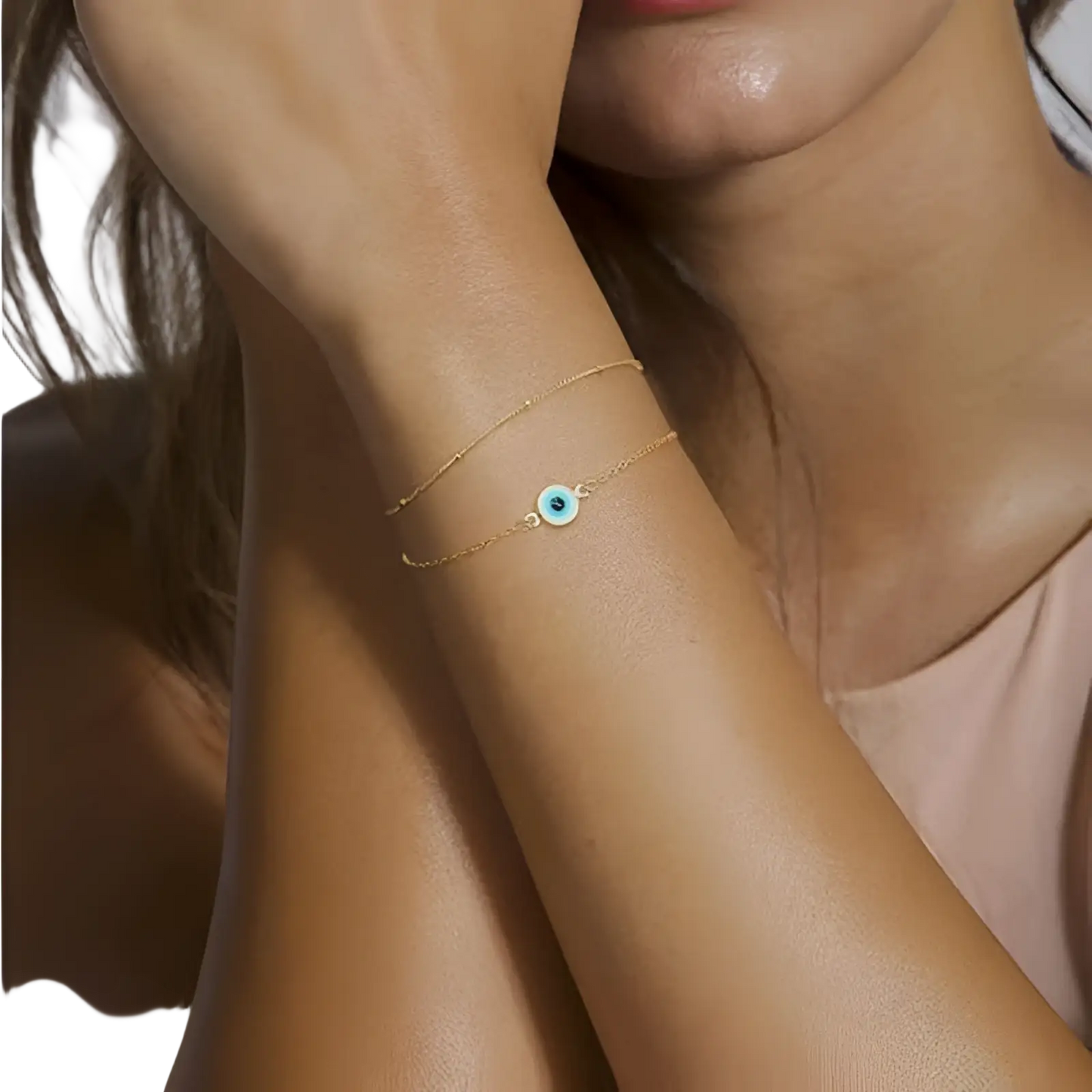 Dainty Gold Bracelets For Women, 14K Gold Filled Adjustable Layered Bracelet Cute Oval Chain  Bar Gold Bracelets For Women Jewelry