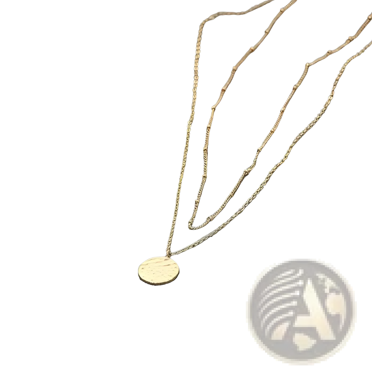 14k Gold Plated Layered Coin and Bar Pendant Necklace