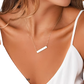14k Gold Plated Layered Necklace Set with Bar and Disc Pendants