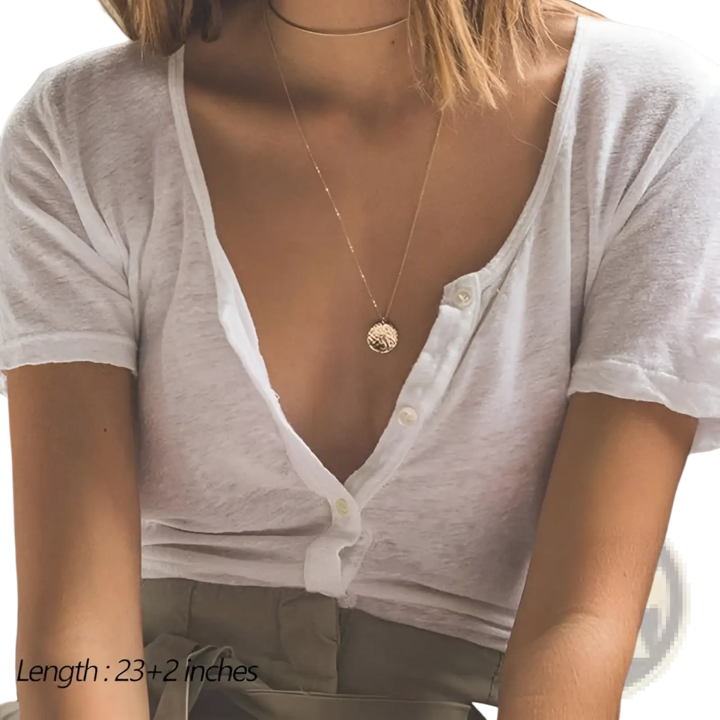 14k Gold Plated Layered Necklace Set with Bar and Disc Pendants
