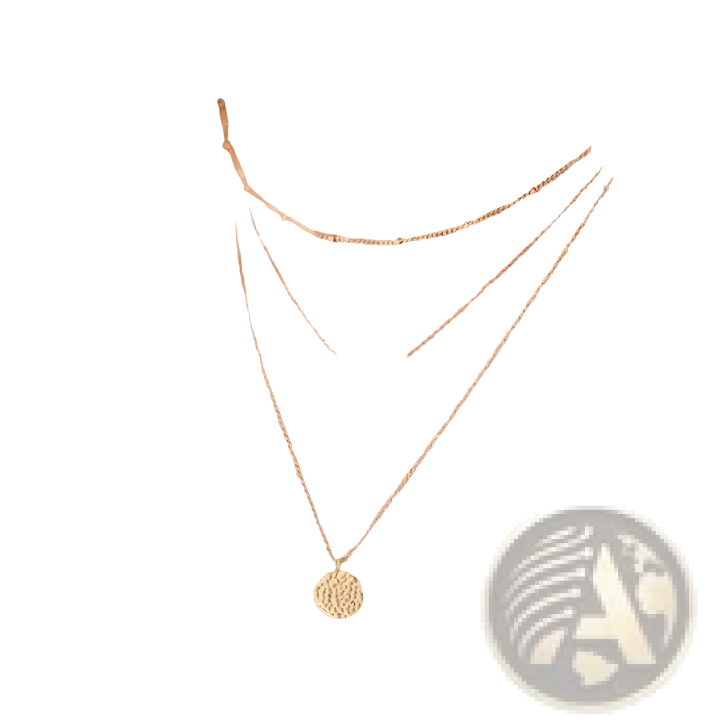 14k Gold Plated Triple Layered Bar and Coin Choker Necklace