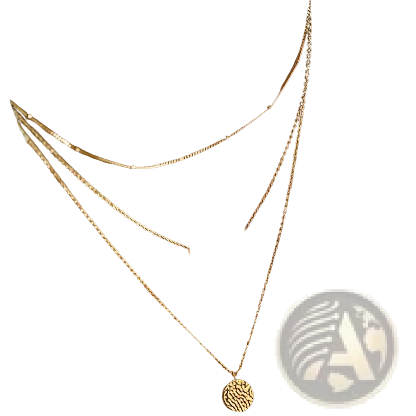 14k Gold Plated Triple Layered Bar and Coin Choker Necklace