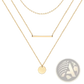 14k Gold Plated Triple Layered Bar and Disc Choker Necklace