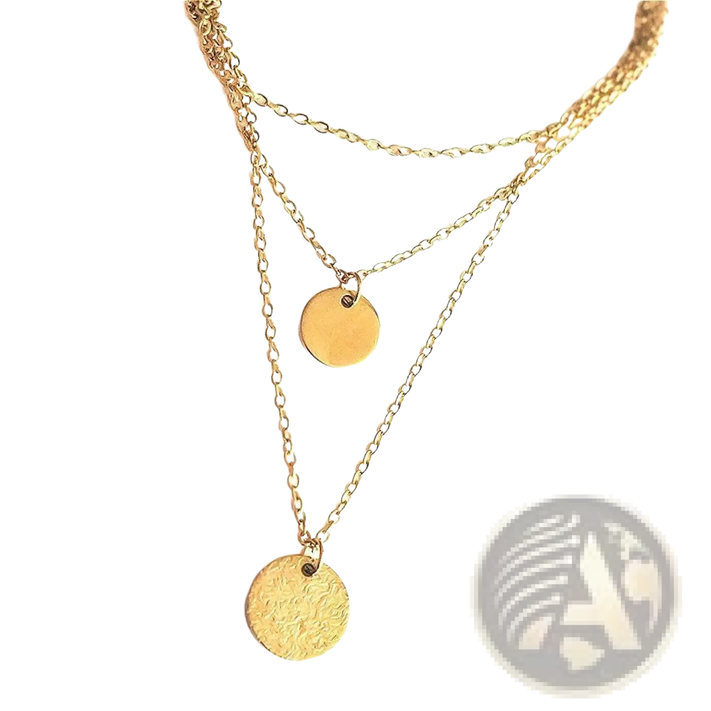 14k Gold Plated Triple Layered Coin and Bar Necklace