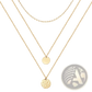 14k Gold Plated Triple Layered Coin and Bar Necklace