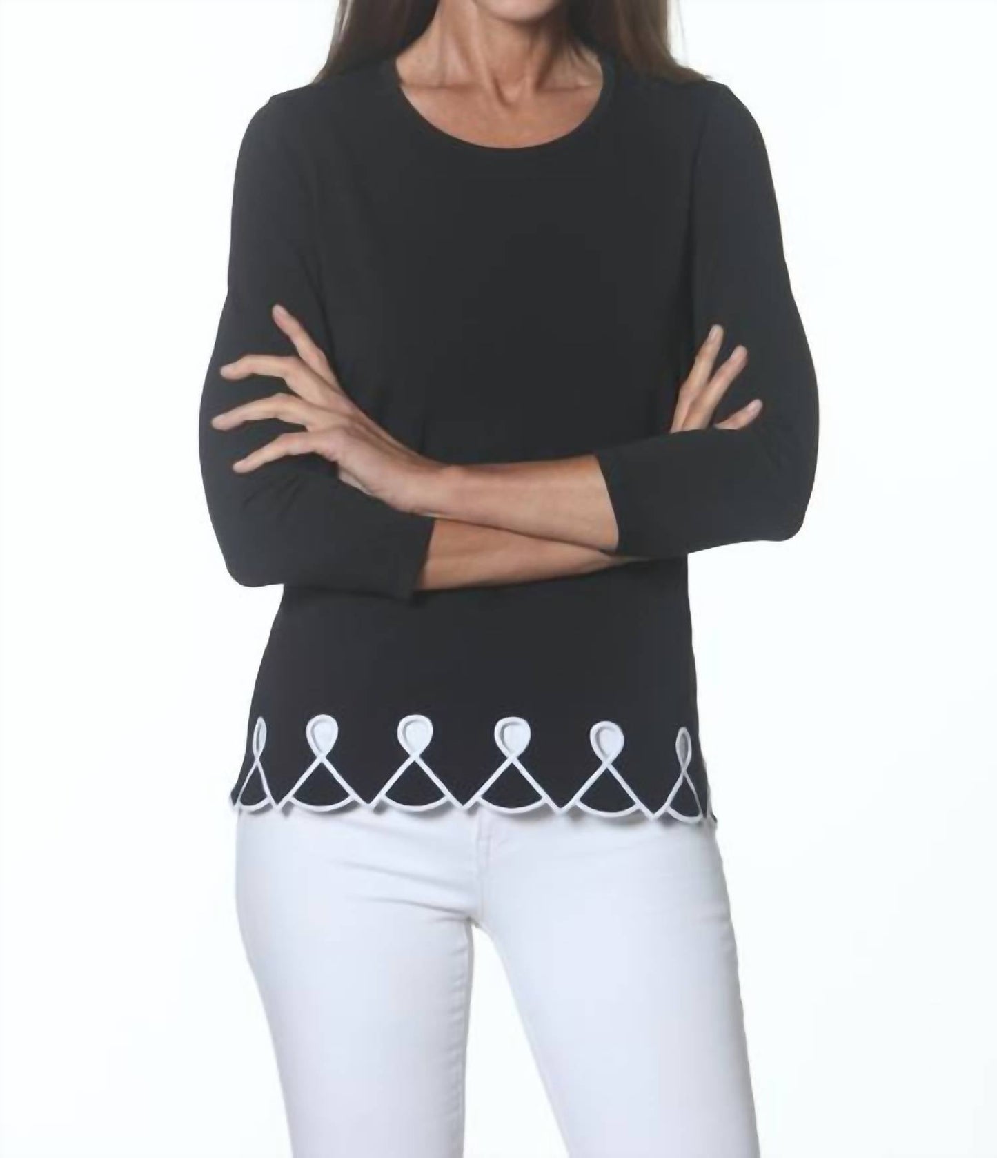 Eli - Embroidered Trim Top