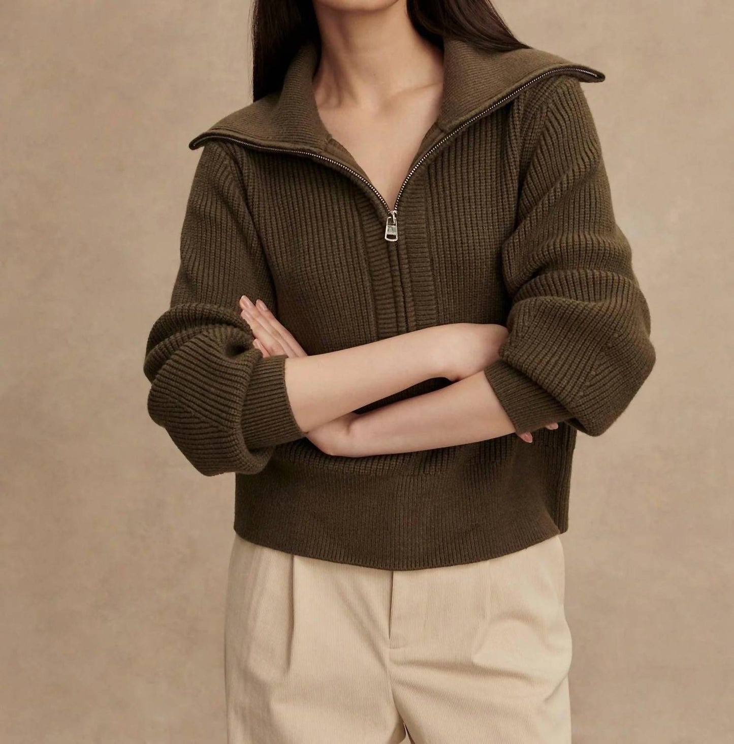 Varley - Maura Half Zip Rib Knit Sweater