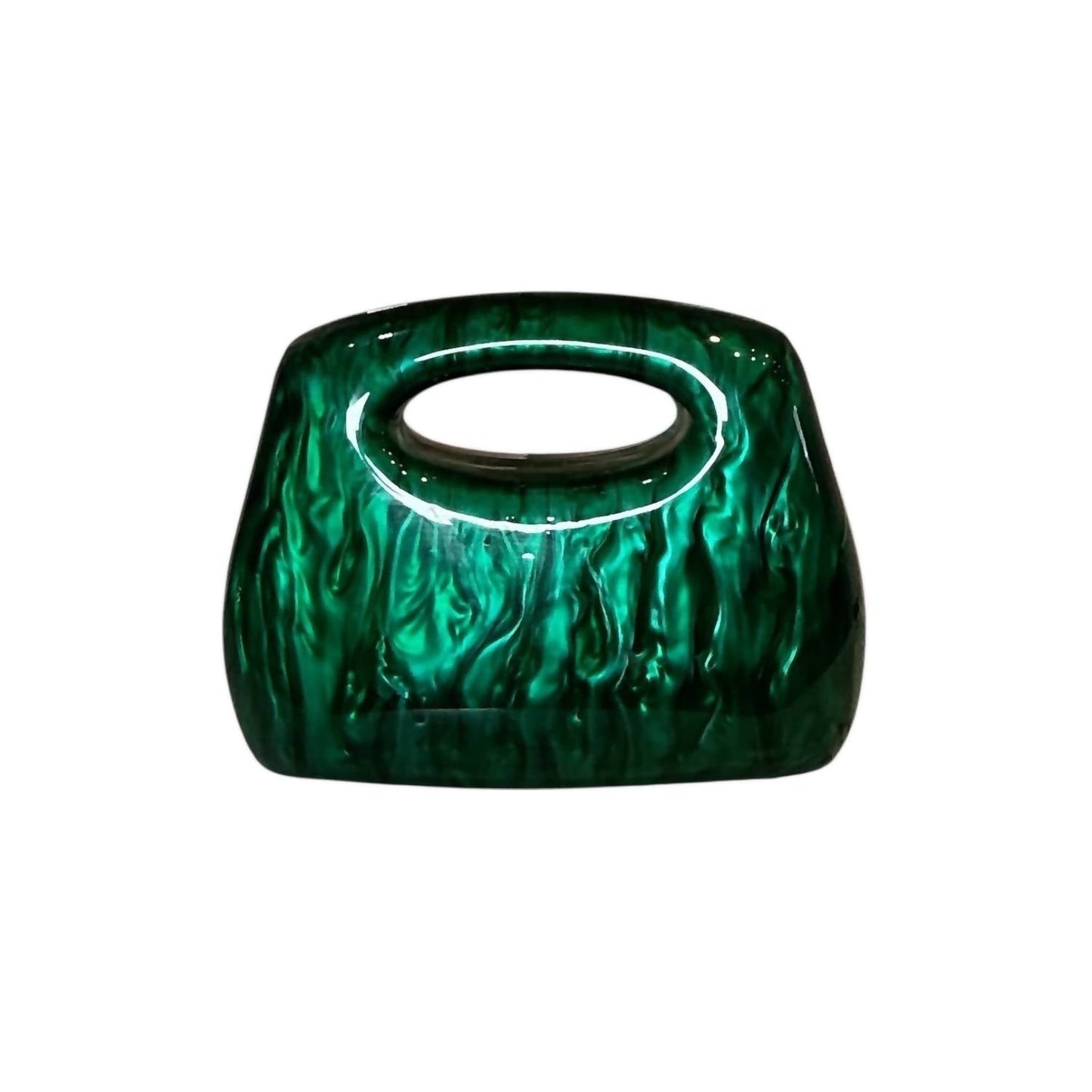 Alexa Koi - Women's Malachite Lucite Mini Hard Handbag With Chain