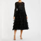 Mac Duggal - Long Sleeve Ruffle Tiered Midi Dress