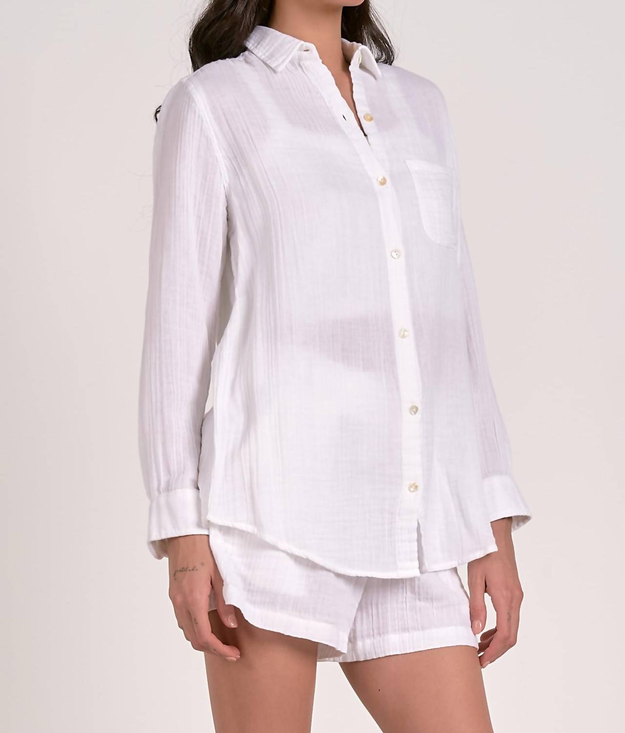 Elan - Long Sleeve Button Down Top