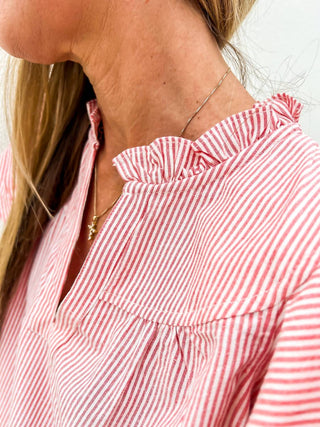 Ee:Some - Sass & Stripes Ruffle Top