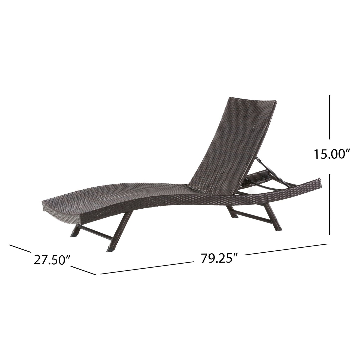 Kauai Modern Style Wicker Chaise Lounge - Brown Multi