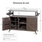 K&K Outdoor Kitchen Island, Rolling Bar Cart & Storage Cabinet