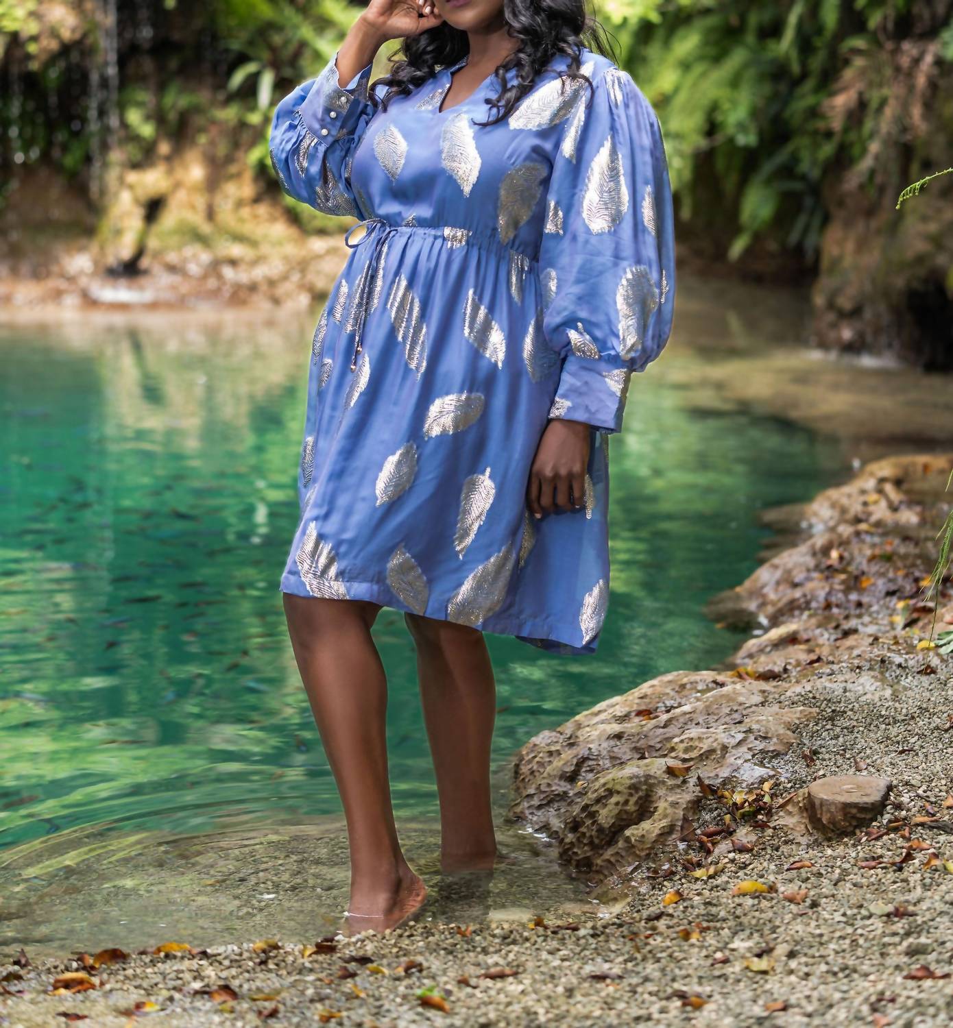 Emily Lovelock - Noureen V-neck Mini Dress