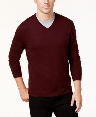 Alfani Men's V-Neck Sweater Wine Size 2 Extra Large