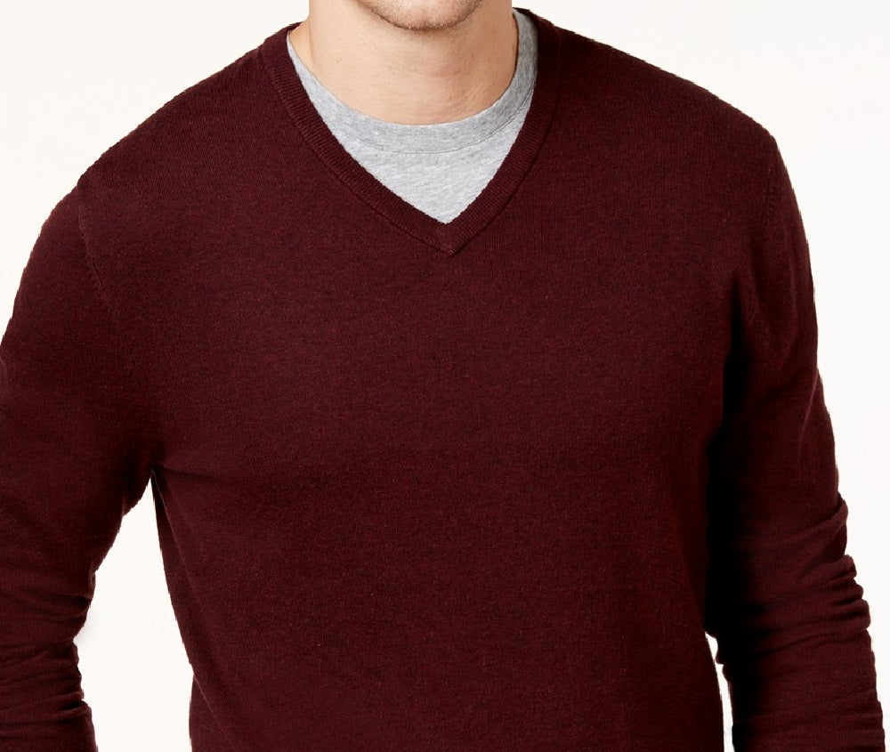 Alfani Men's V-Neck Sweater Wine Size 2 Extra Large