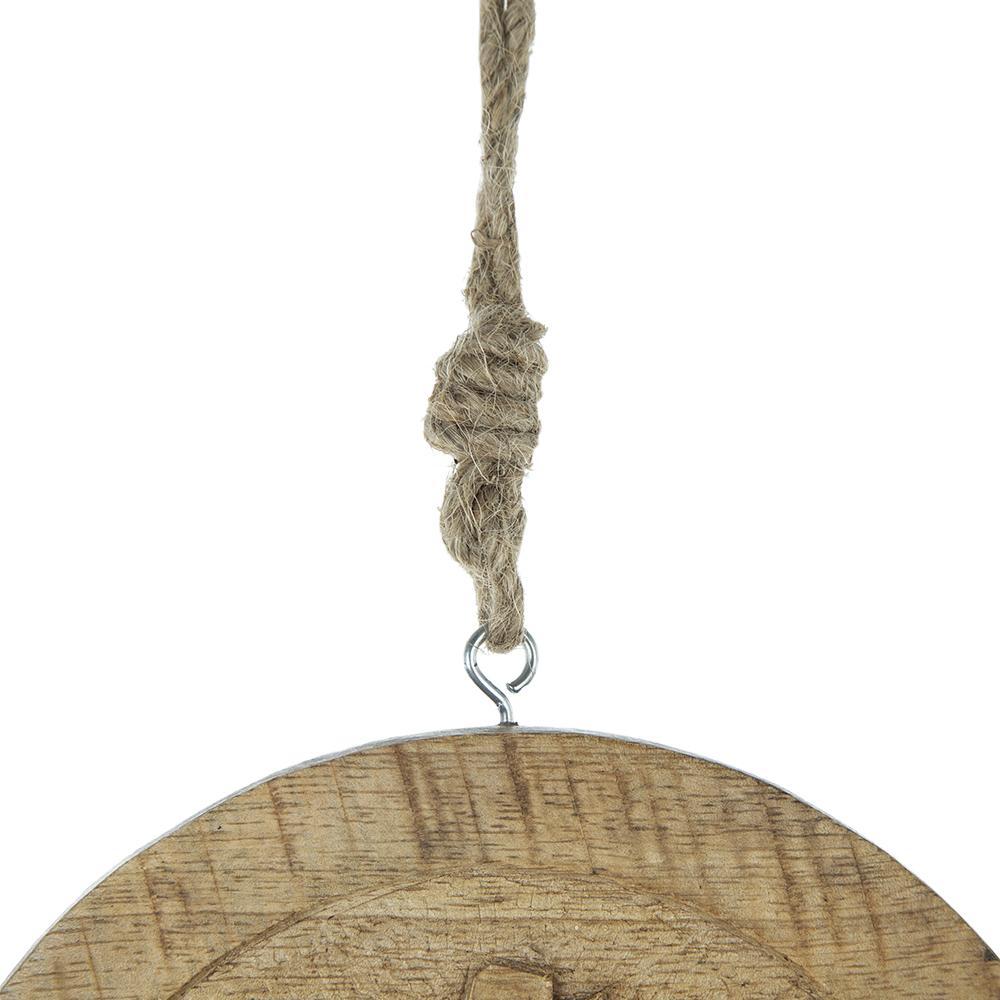 Wooden Hanging Circle With Snowflake Cut Christmas Ornaments (Set of 12)