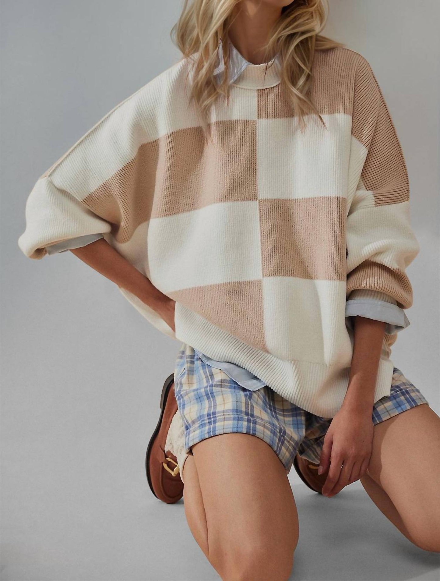 Double Take - Oversized Color Block Sweater