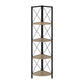 4-Tier Corner Bookshelf with Marble Look and Metal Frame