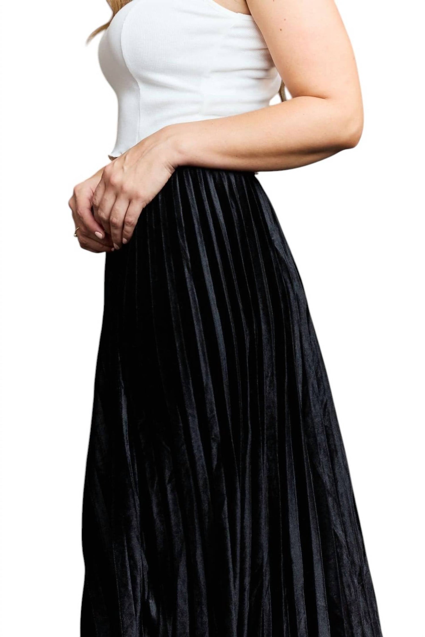Ninexis - Accordion Pleated Flowy Midi Skirt
