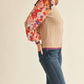 &Merci - Knit Sweater With Woven Floral Sleeves