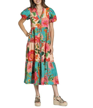 Apny - Women's Large Floral Print Dress